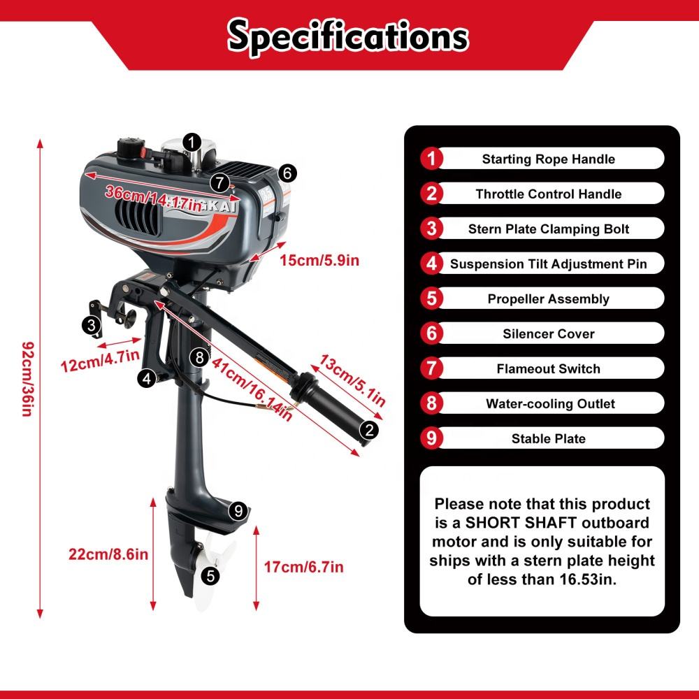 Fishing Boat Outboard Motor - Exclusieve uitverkoop Gloednieuwe HANGKAI 2-takt zwarte